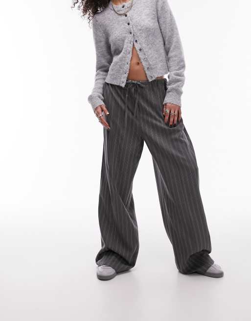 Topshop stripe drawcord waist trackies in grey