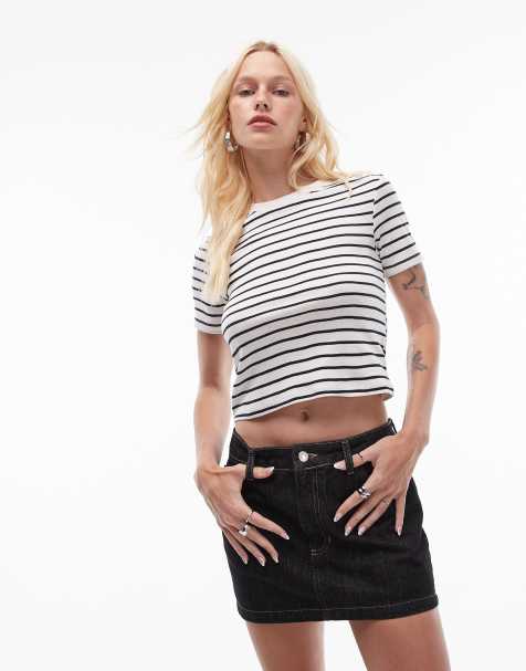 Topshop stripe everyday tee in ecru - view 1