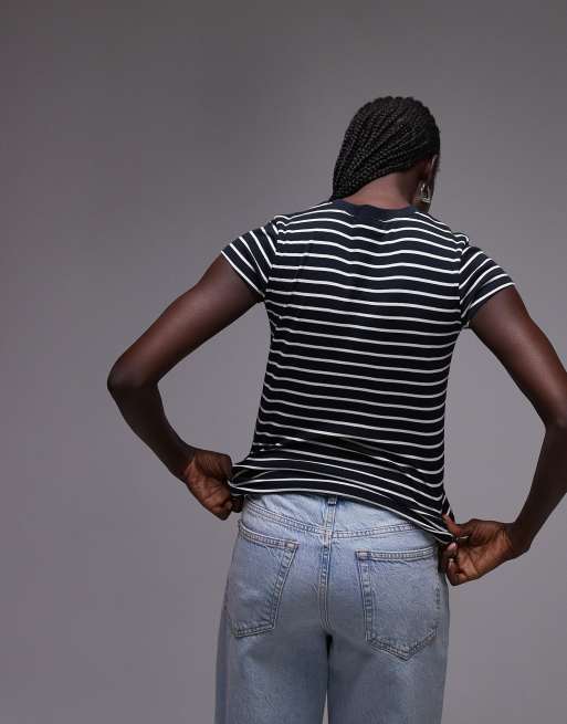 Topshop stripe everyday tee in navy , 4 of 4