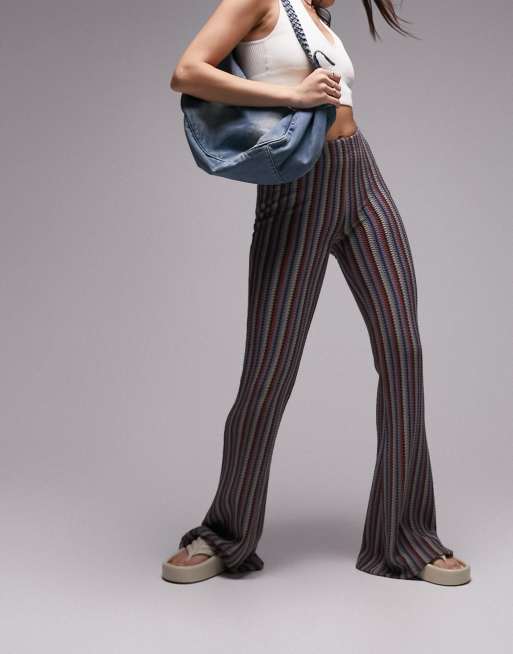 Topshop stripe flare jersey pants in multi