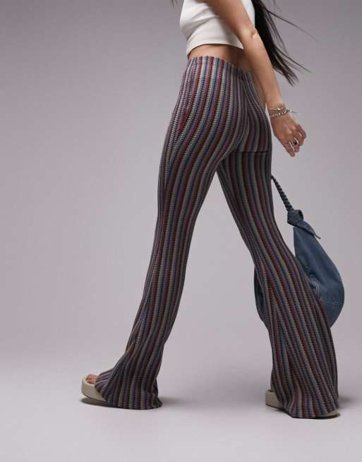 Topshop stripe flare jersey pants in multi