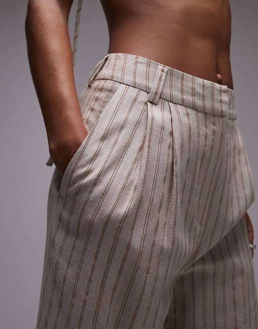 Topshop stripe linen pants in ecru, 5 of 5