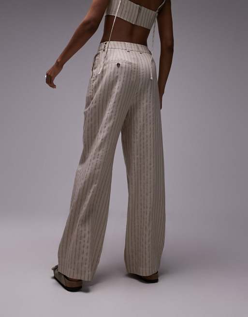Topshop stripe linen trouser in ecru, 2 of 5