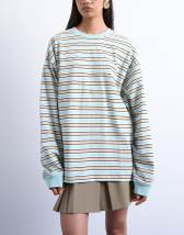 Topshop stripe long sleeve slouchy skater tee in beige