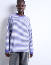 Topshop stripe long sleeve slouchy skater tee in purple