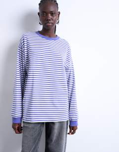 Stripe long sleeve slouchy skater tee in purple