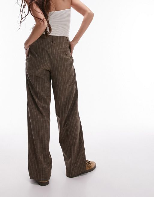 Topshop stripe low slung pants in brown