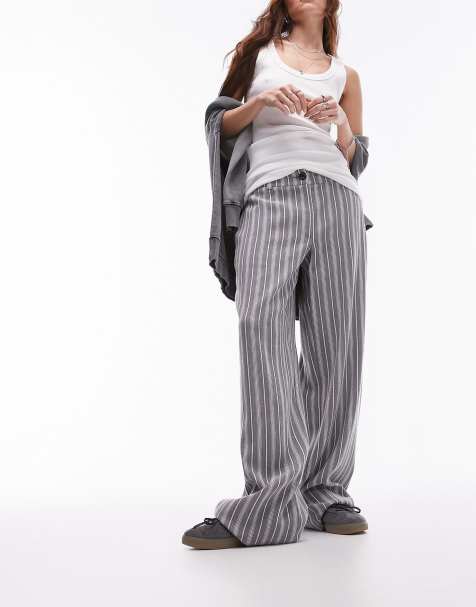 Topshop stripe low slung trousers in multi - view 1