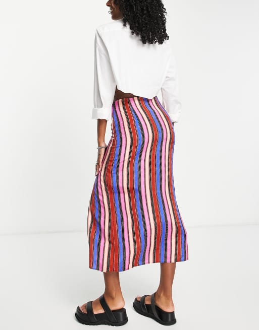 Striped midi skirt sale