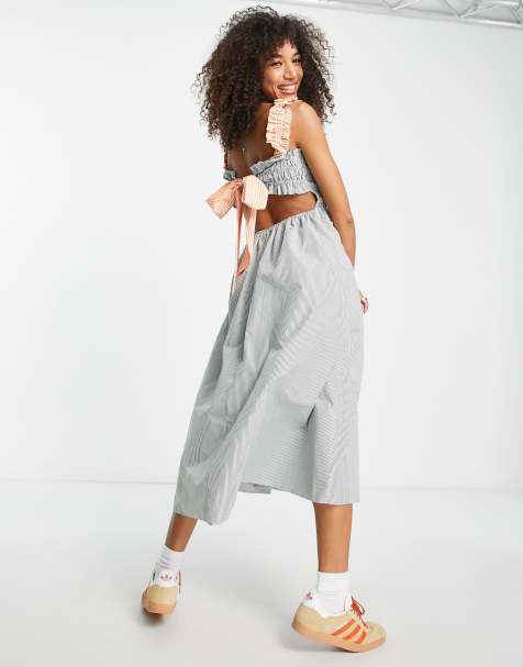 Topshop stripe mix and match pinny dress in multi