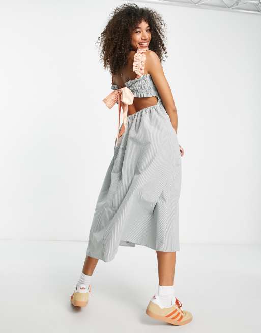 stripe mix and match pinny dress in multi ASOS