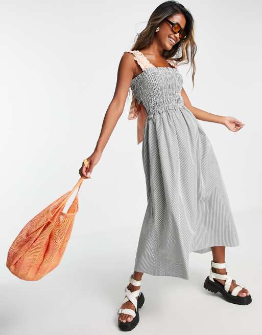 Topshop stripe mix and match pinny dress in multi