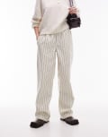 [Topshop] Topshop stripe pull on straight leg pants in ecru-White 6 Ecru