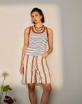[Topshop] Topshop stripe rib scoop neck singlet in blue M BLUE