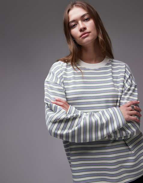 Topshop stripe skater tee in ecru - view 1