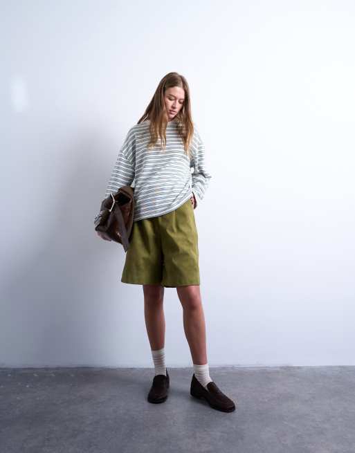 Topshop stripe skater tee in ecru
