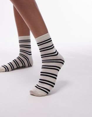 Topshop stripe socks in black