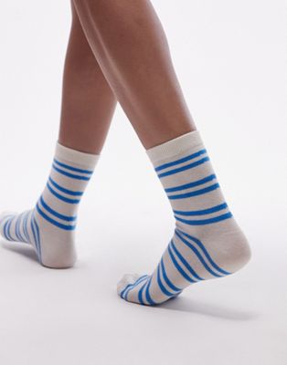 Topshop stripe socks in blue