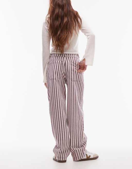 Topshop striped straight leg pants in multi