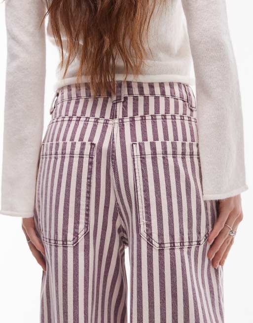 Topshop stripe straight leg trouser in multi