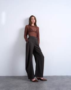 Stripe tailored barrel leg trouser