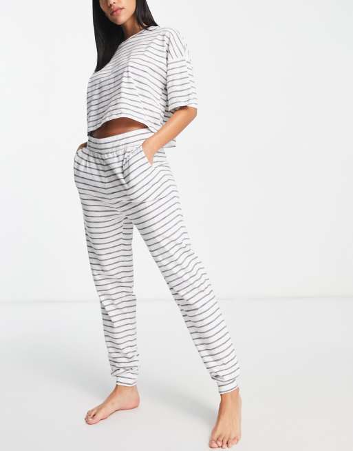 Topshop stripe top and bottom pajama set in stripe