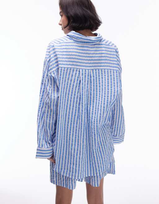 Topshop striped beach shirt in blue - part of a set, 4 of 4