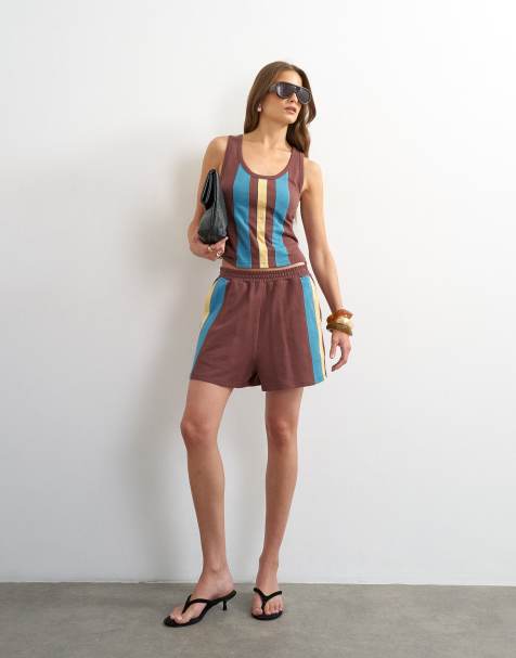 Topshop striped co-ord in chocolate - view 1
