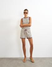 Topshop striped co-ord short in cream