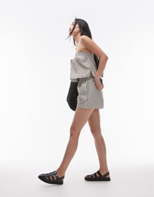 striped cotton shorts in green - part of a set