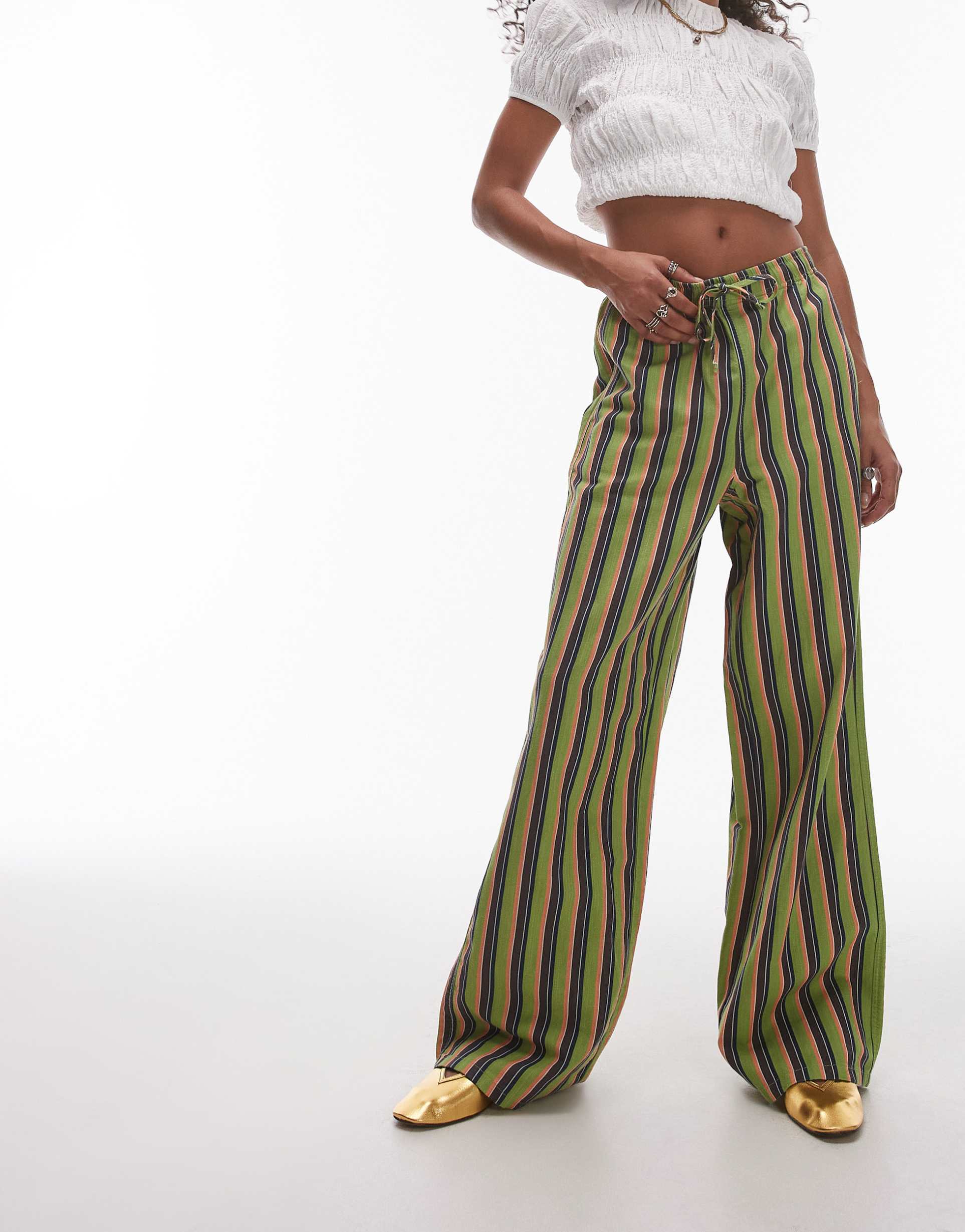 topshop striped linen pants in multi