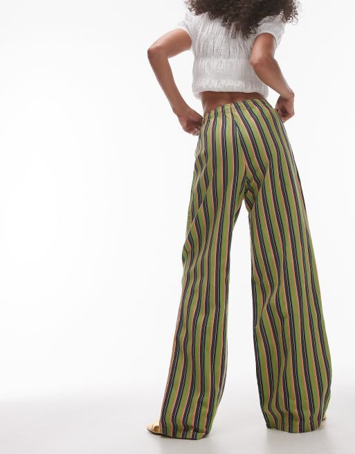 Topshop striped linen pants in multi