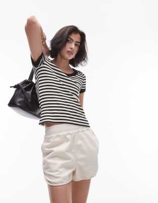 topshop striped scoop neck tee in mono
