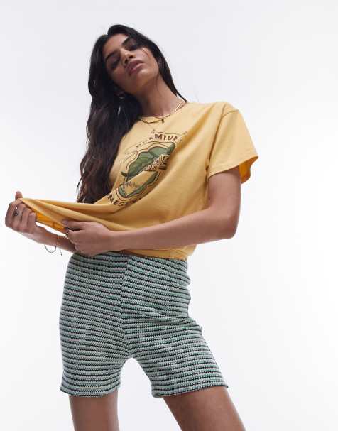 Topshop striped shorts in green - part of a set - view 1