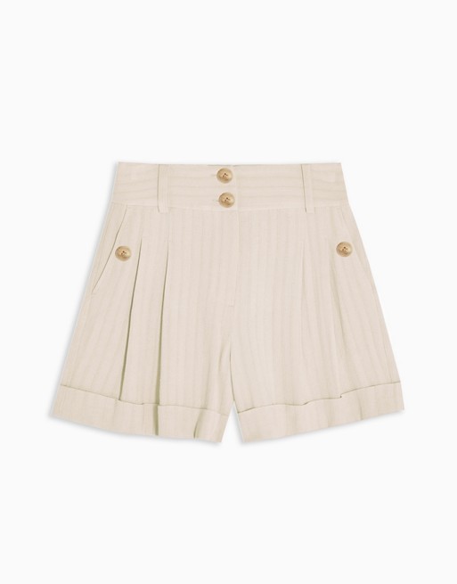 Topshop striped shorts in ivory
