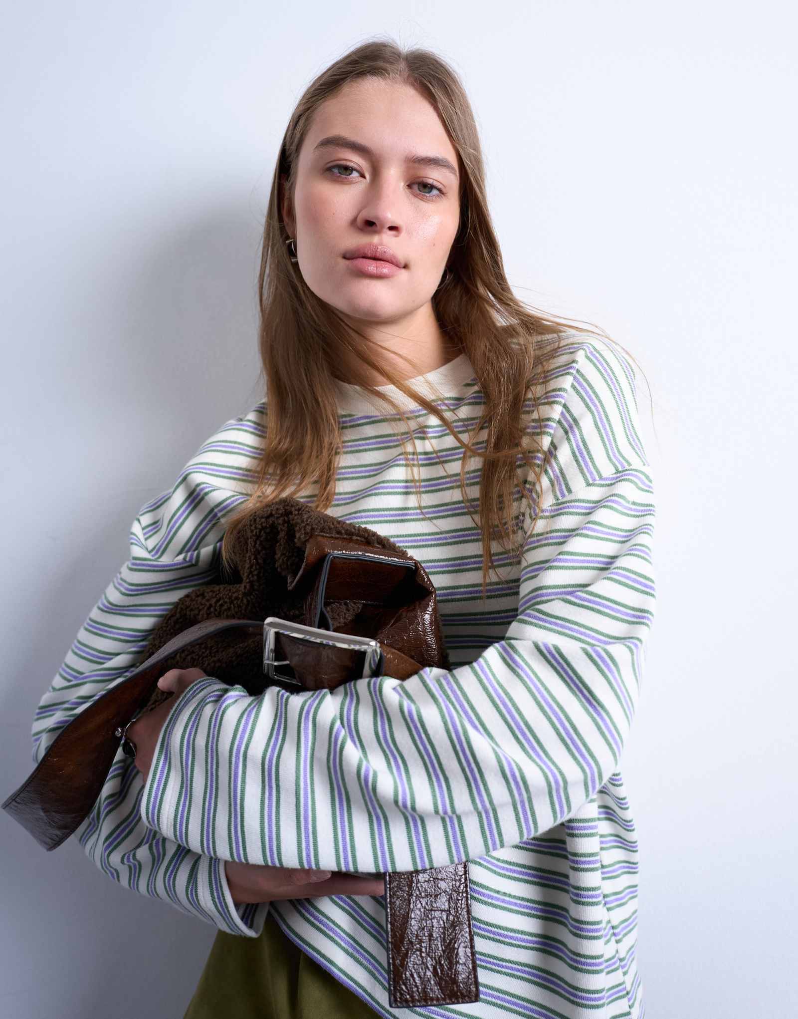 Футболка для конькобежцев в полоску от Topshop цвета экрю
