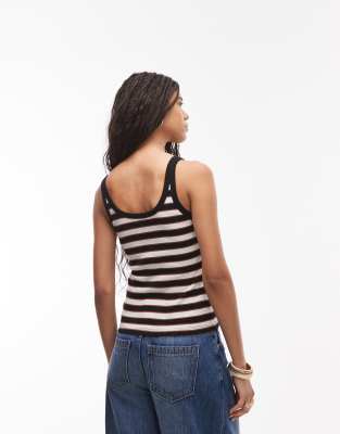 Topshop Striped Skinny Strap Scoop Tank Top