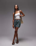 [Topshop] Topshop striped straight shorts in black and blue-Multi 16 Multi