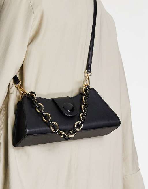 Women Black Small Chunky Chain Bag