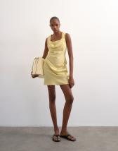 Topshop structured drape mini dress in soft lime