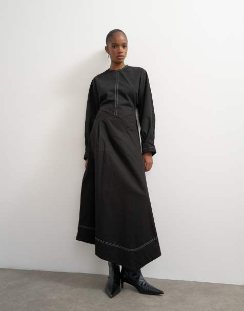 Topshop structured midi dress with tie waist detail and batwing sleeve - view 1
