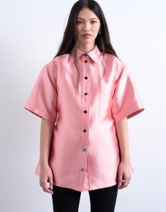 Structured taffeta shirt in pink