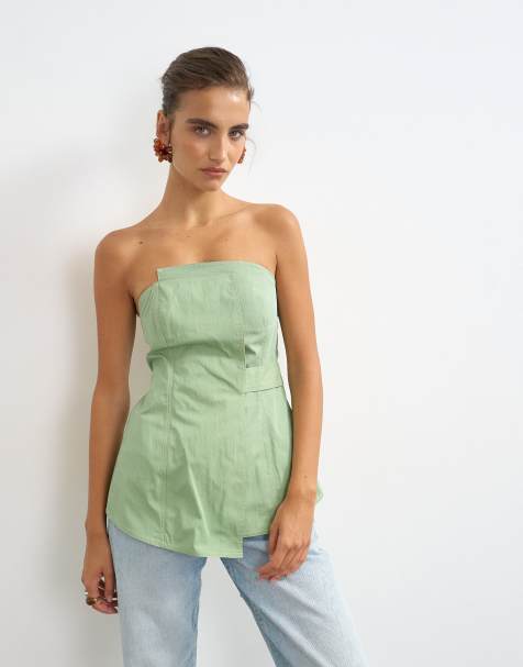 Topshop struktureret asymmetrisk bandeau i grøn - view 1