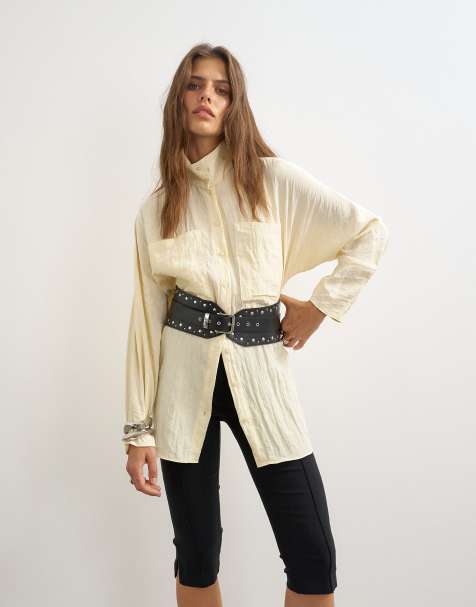 Topshop studded real leather chunky belt in black - view 1