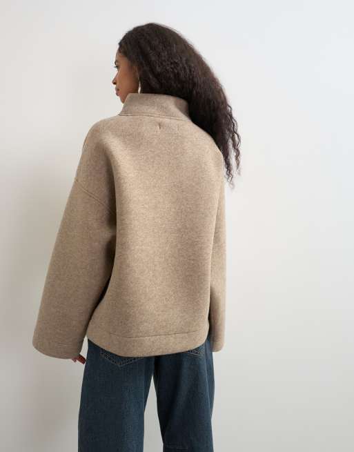 Topshop sudadera de borreguito con cuello cruzado en avena, 4 de 4
