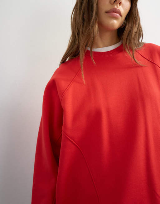 Topshop sudadera skater de manga murciélago en rojo, 3 de 4