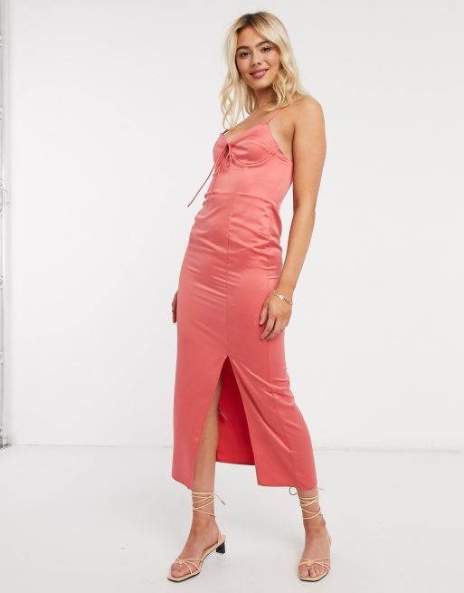 Topshop – Sukienka midi w koktajlowym kolorze z miseczkami