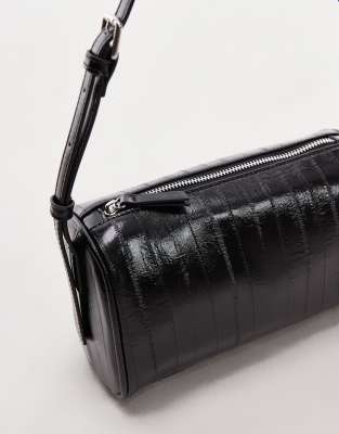 Topshop Sullivan Barrel Shoulder Bag In Black