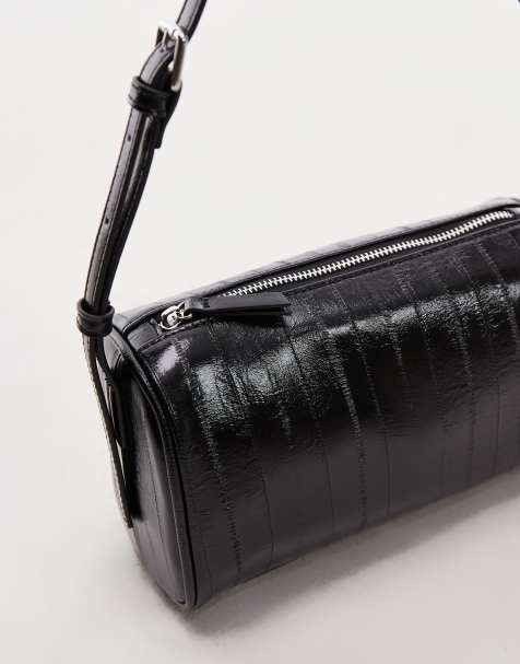 Topshop Sullivan barrel shoulder bag in black - view 1