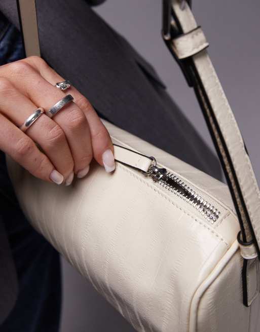 Topshop - Sullivan - Borsa da spalla cilindrica bianco sporco, 3 di 4